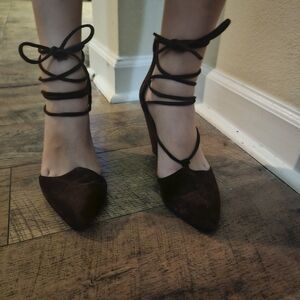 Jeffrey Campbell Black Lace-Up Wedges